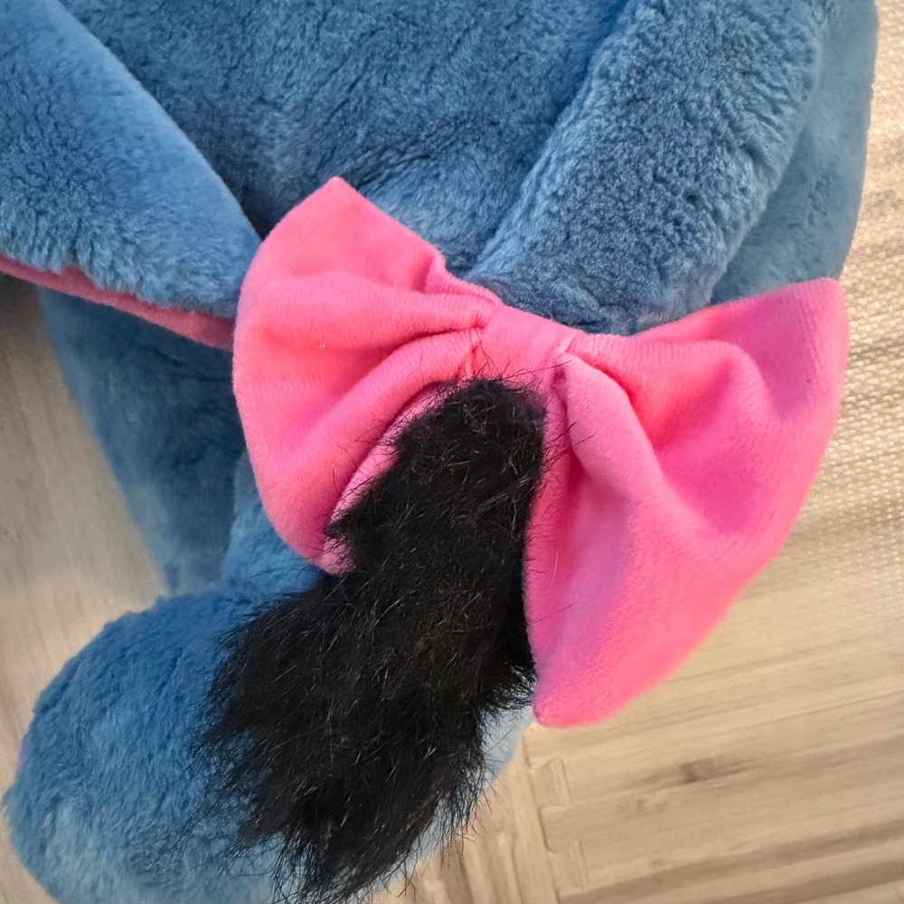 Disney Eeyore Plush Mattel Large Blue Pink Bow Detachable Tail Vintage 90s FLAW - Picture 12 of 16
